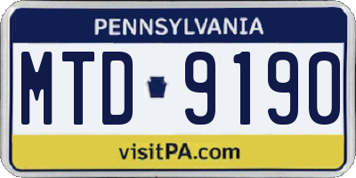 PA license plate MTD9190