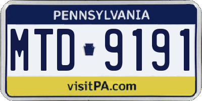 PA license plate MTD9191