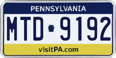 PA license plate MTD9192
