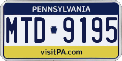 PA license plate MTD9195