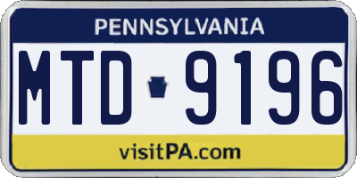 PA license plate MTD9196