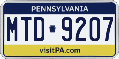 PA license plate MTD9207