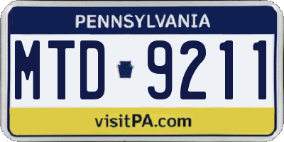 PA license plate MTD9211
