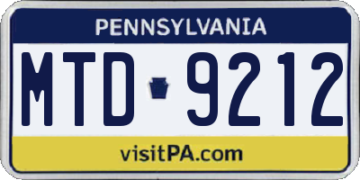 PA license plate MTD9212