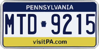PA license plate MTD9215