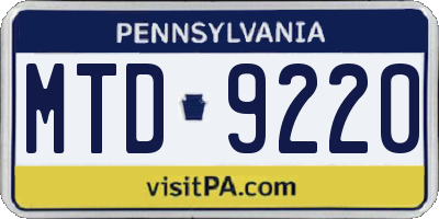 PA license plate MTD9220