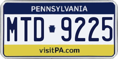 PA license plate MTD9225