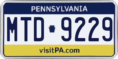PA license plate MTD9229