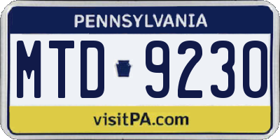 PA license plate MTD9230
