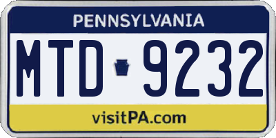PA license plate MTD9232
