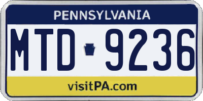 PA license plate MTD9236