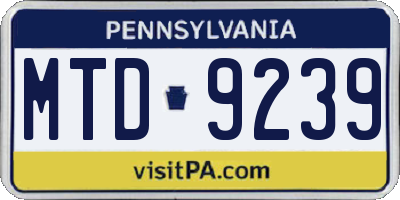 PA license plate MTD9239