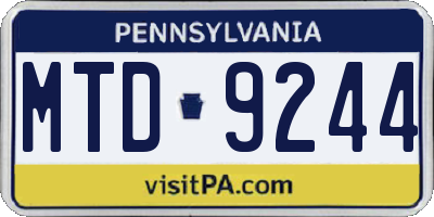 PA license plate MTD9244