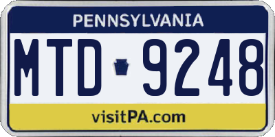 PA license plate MTD9248