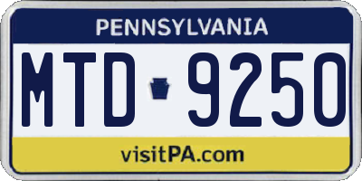 PA license plate MTD9250