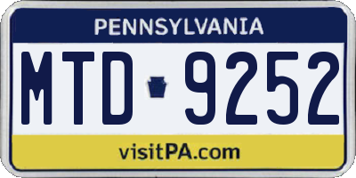 PA license plate MTD9252