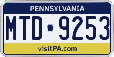 PA license plate MTD9253