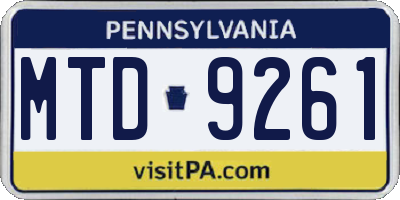 PA license plate MTD9261
