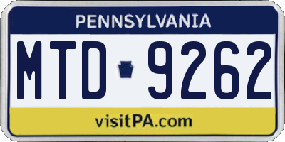 PA license plate MTD9262
