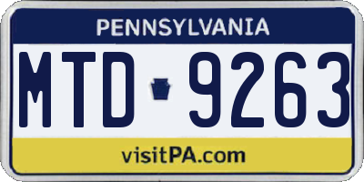 PA license plate MTD9263