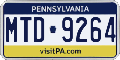 PA license plate MTD9264