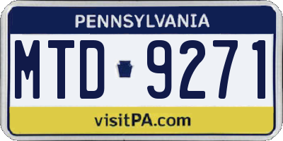 PA license plate MTD9271