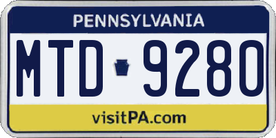 PA license plate MTD9280