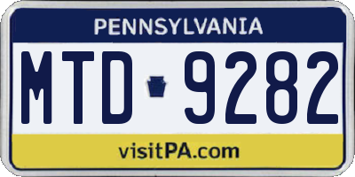 PA license plate MTD9282
