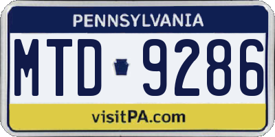 PA license plate MTD9286