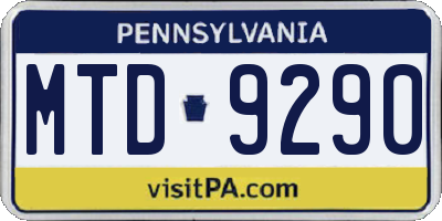 PA license plate MTD9290