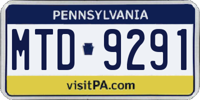 PA license plate MTD9291