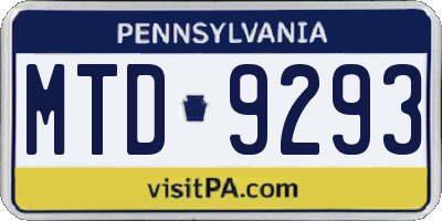 PA license plate MTD9293
