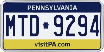 PA license plate MTD9294