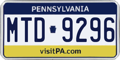 PA license plate MTD9296