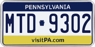 PA license plate MTD9302