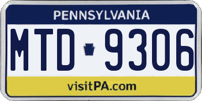 PA license plate MTD9306