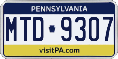 PA license plate MTD9307