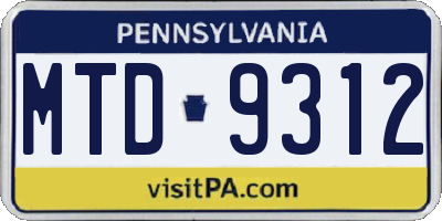 PA license plate MTD9312