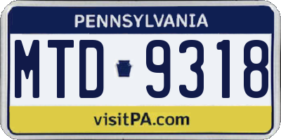 PA license plate MTD9318
