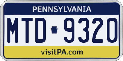 PA license plate MTD9320