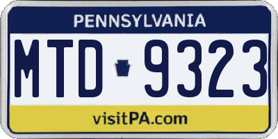 PA license plate MTD9323