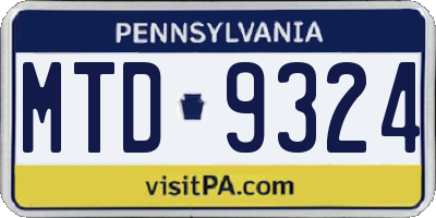 PA license plate MTD9324