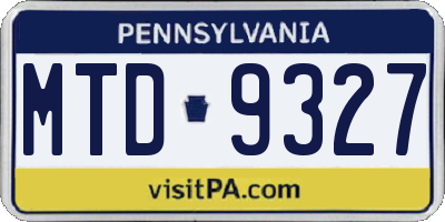 PA license plate MTD9327