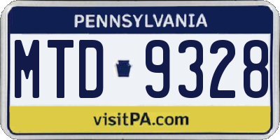 PA license plate MTD9328