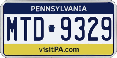 PA license plate MTD9329