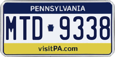 PA license plate MTD9338