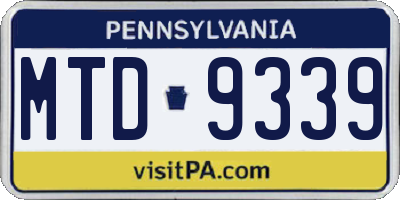 PA license plate MTD9339