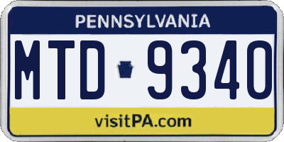 PA license plate MTD9340