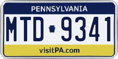 PA license plate MTD9341