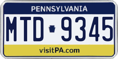 PA license plate MTD9345